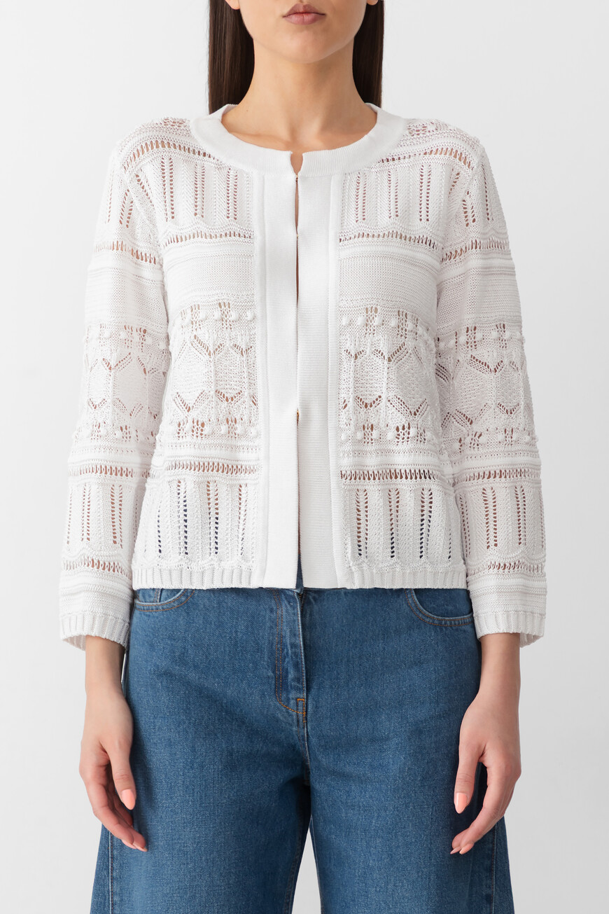 Кардиган Luisa Spagnoli Модель Canaletta, Белый 
Кардиган Luisa Spagnoli Модель Canaletta, Белый