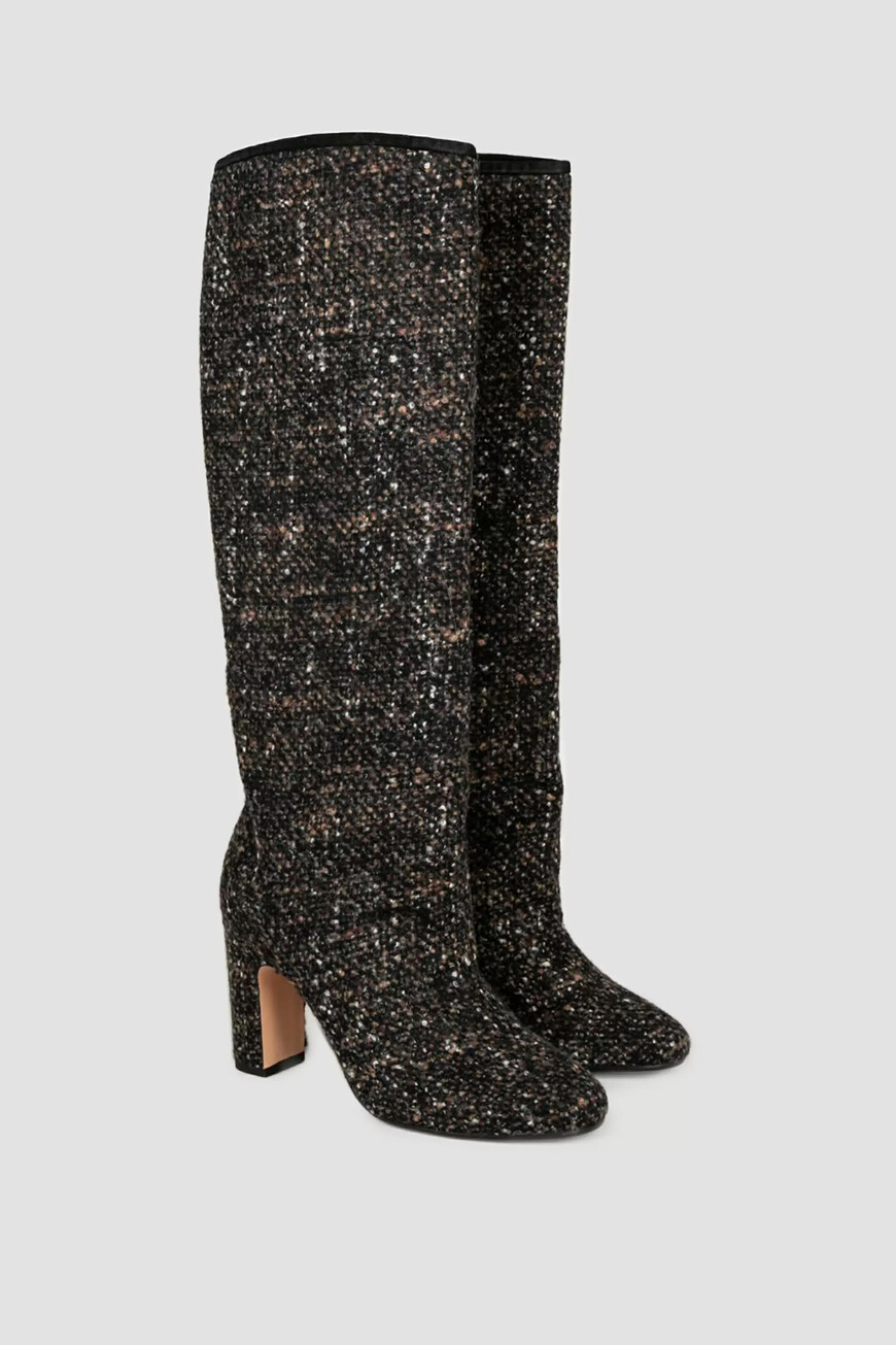 сапоги  из плотного фактурного твида D48802X05S3901001 по акции