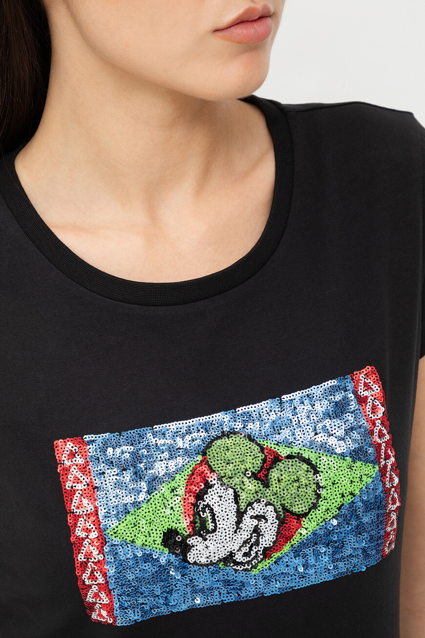 футболка  с декором пайетками P19 I2PF072 6309 9000 купить с доставкой