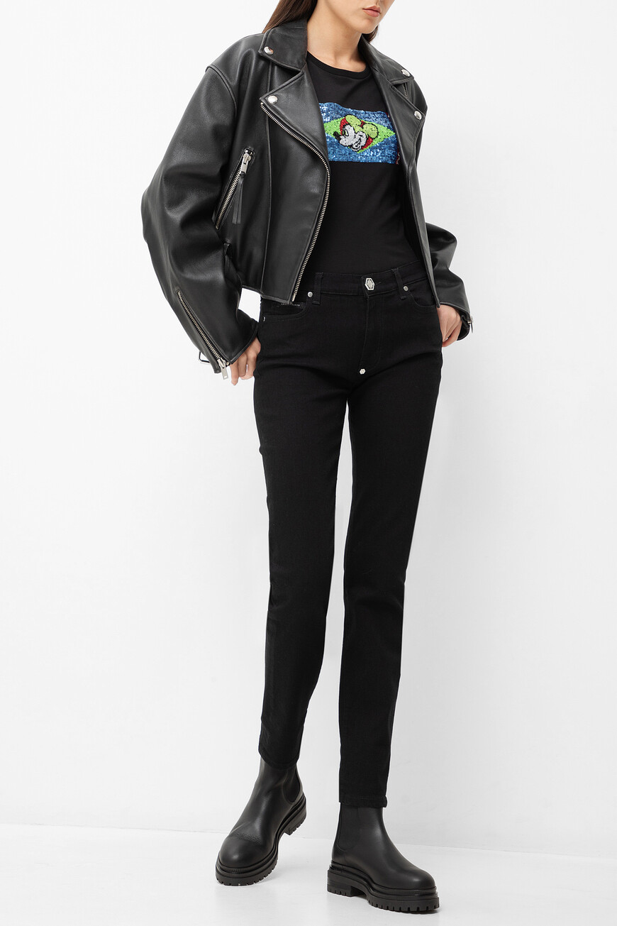 футболка  с декором пайетками P19 I2PF072 6309 9000 со скидкой