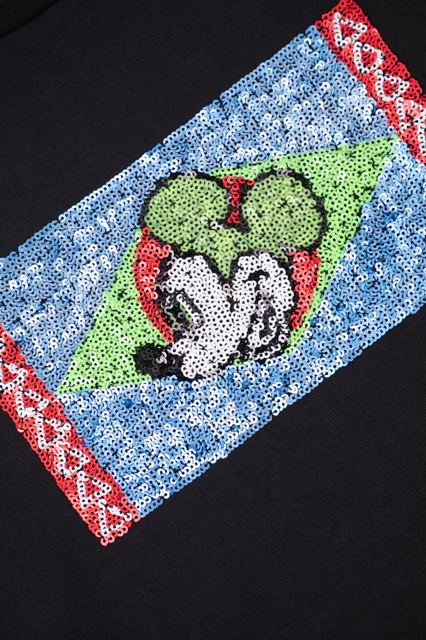 футболка  с декором пайетками P19 I2PF072 6309 9000 по распродаже