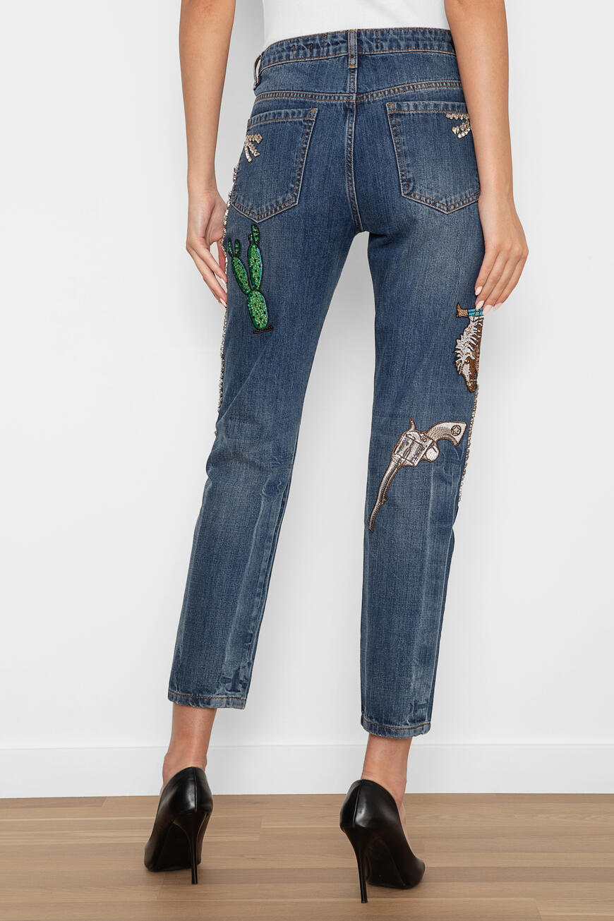 джинсы  декор кристаллами A19C WDT1263 PDE004N 08CY по акции