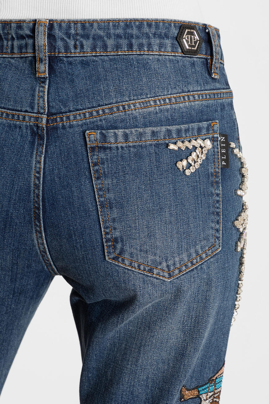 джинсы  декор кристаллами A19C WDT1263 PDE004N 08CY по низкой цене