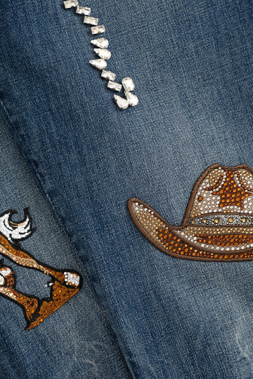 джинсы  декор кристаллами A19C WDT1263 PDE004N 08CY по распродаже