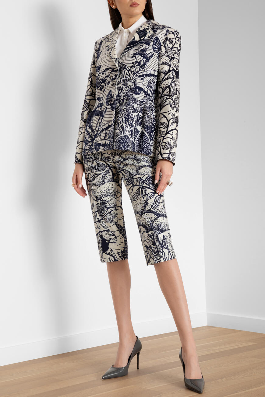 пиджак  с принтом toile de jouy белый/синий 011V01ACMIX 0863 по низкой цене