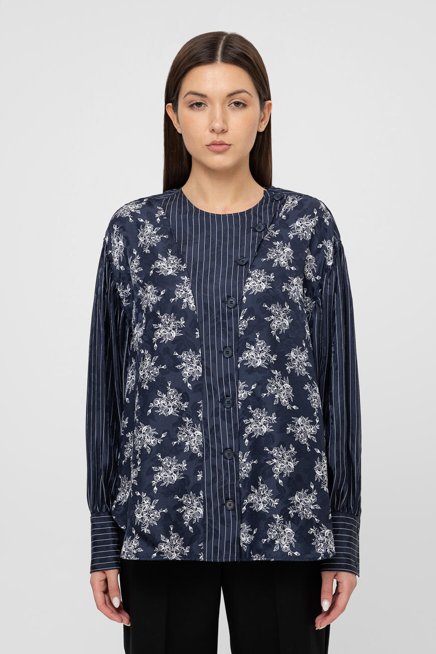 

Блуза Max Mara С Набивным Рисунком Т.синий/Белый