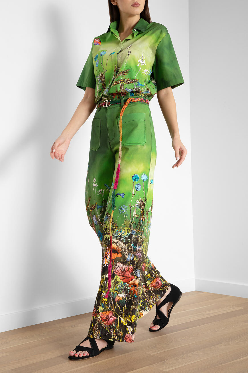 брюки  с цветочный принтом 117P40A3839 6848 со скидкой