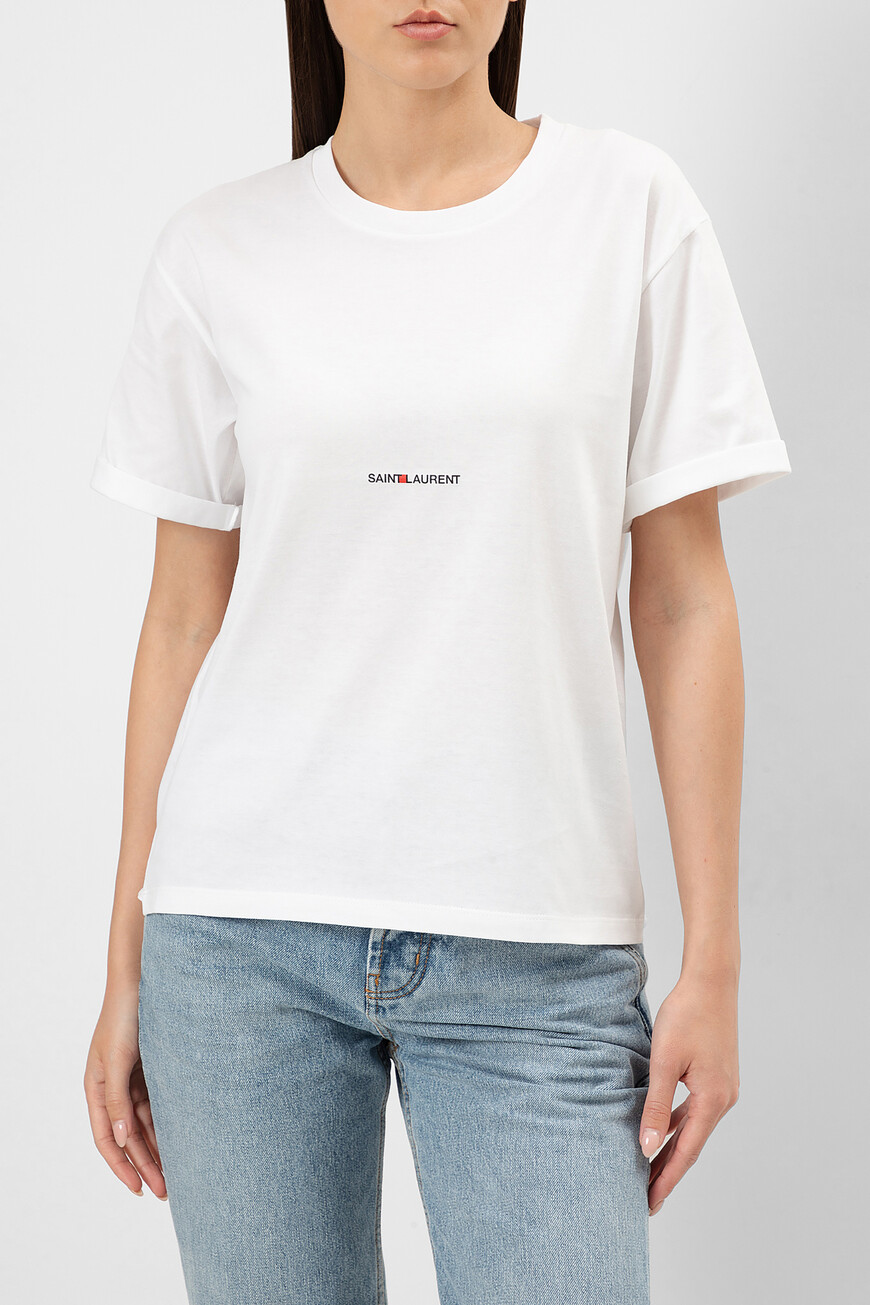 

Футболка Saint Laurent Модель Rive Gauche, Белый