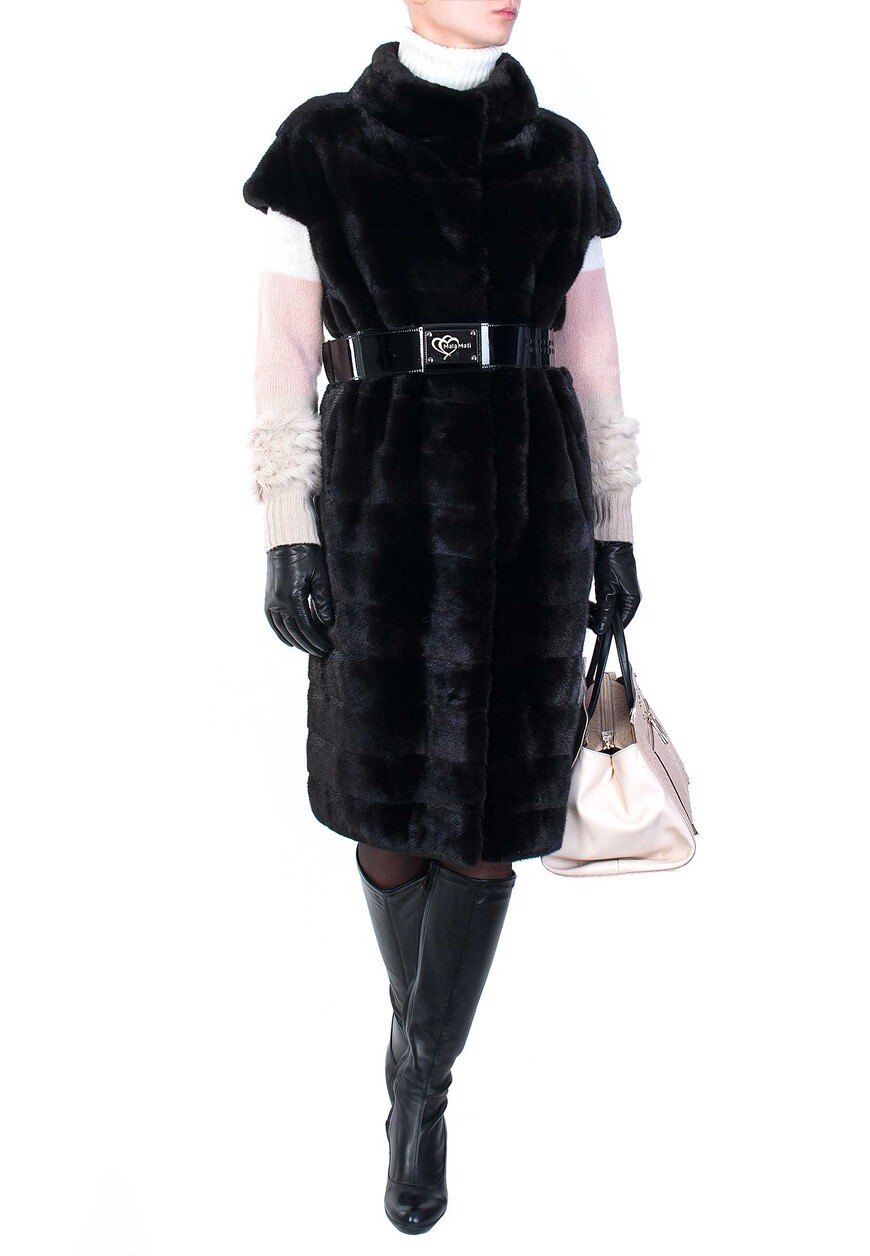 меховой жилет  ARIANNA BLACK по акции