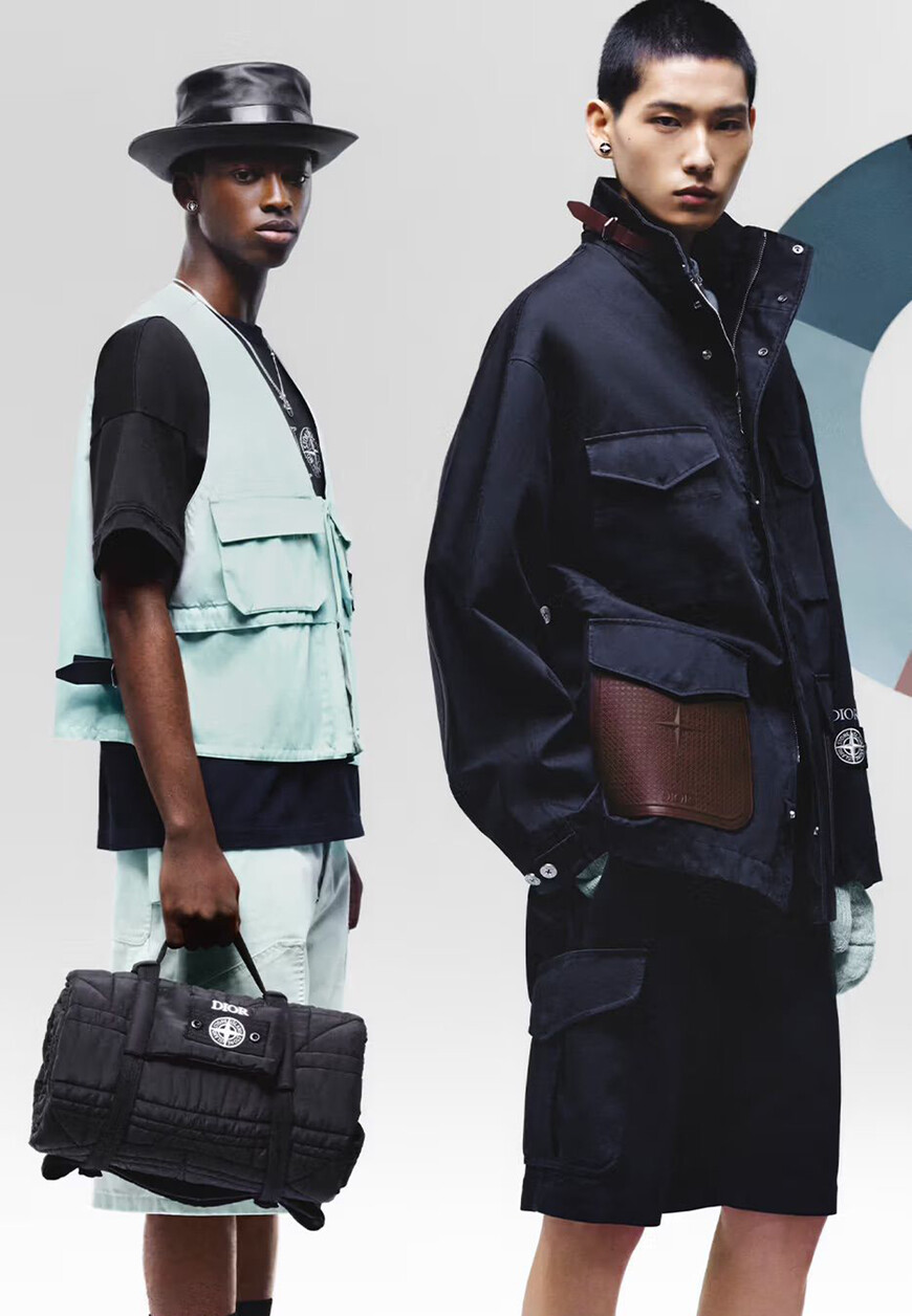 куртка  от бренда dior & stone island вид слева