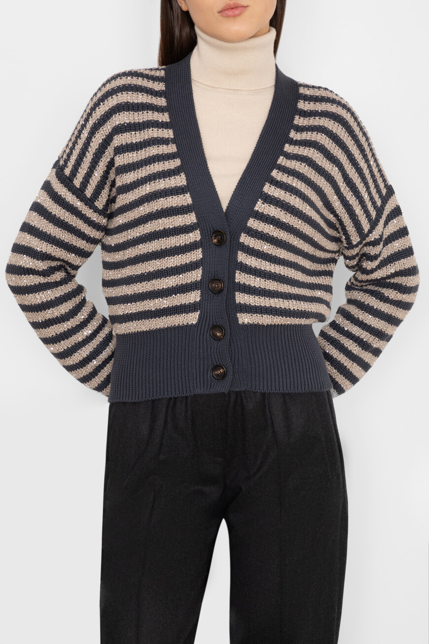 

Кардиган Brunello Cucinelli, Т.синий/бежевый