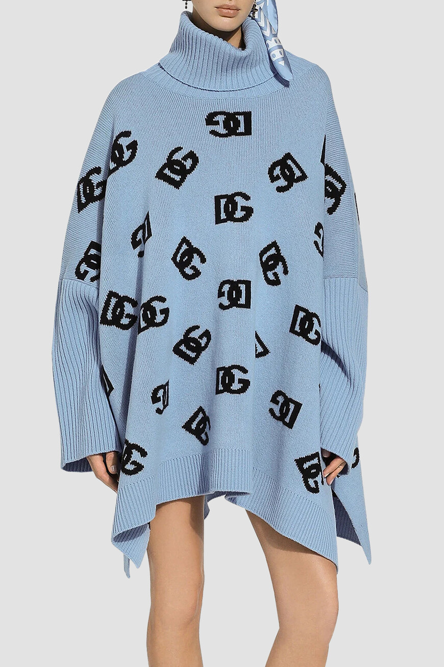 

Пончо Dolce&Gabbana Модель Из Коллекции Dna Fw 24/25, Голубой/черный