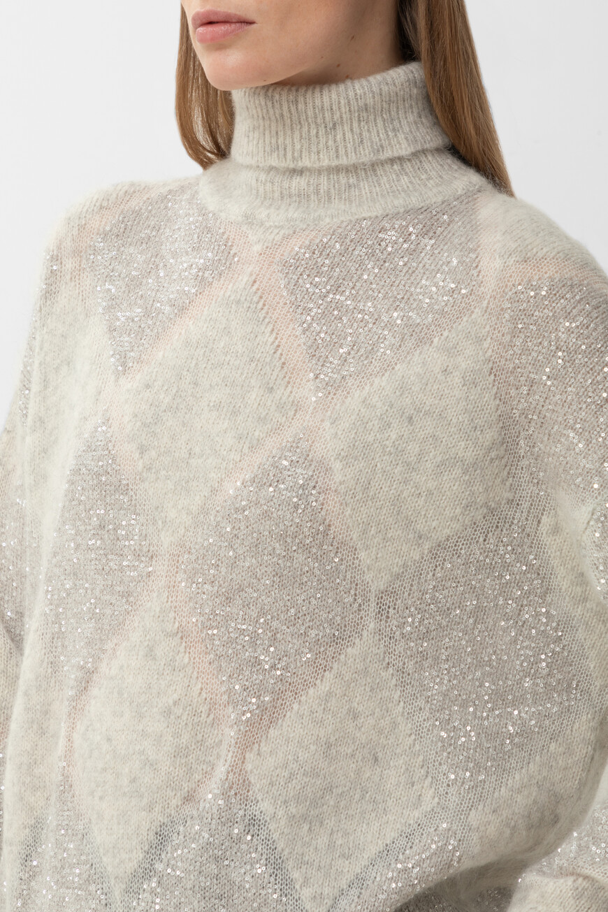 

Свитер Brunello Cucinelli Модель Dazzling Argyle, Серый