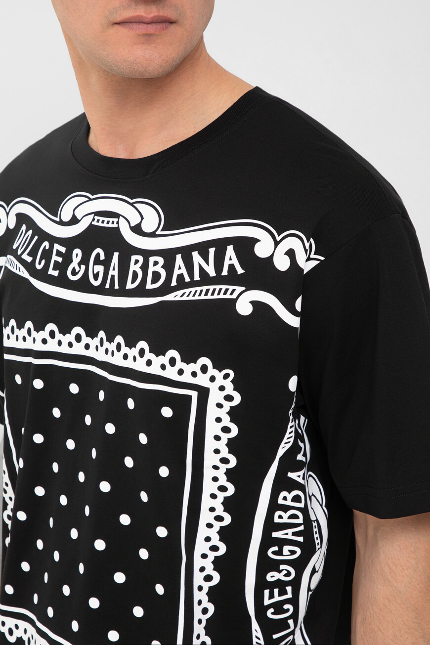 

Футболка Dolce&Gabbana Модель Из Коллекции Dna С Принтом Bandanna, Черный