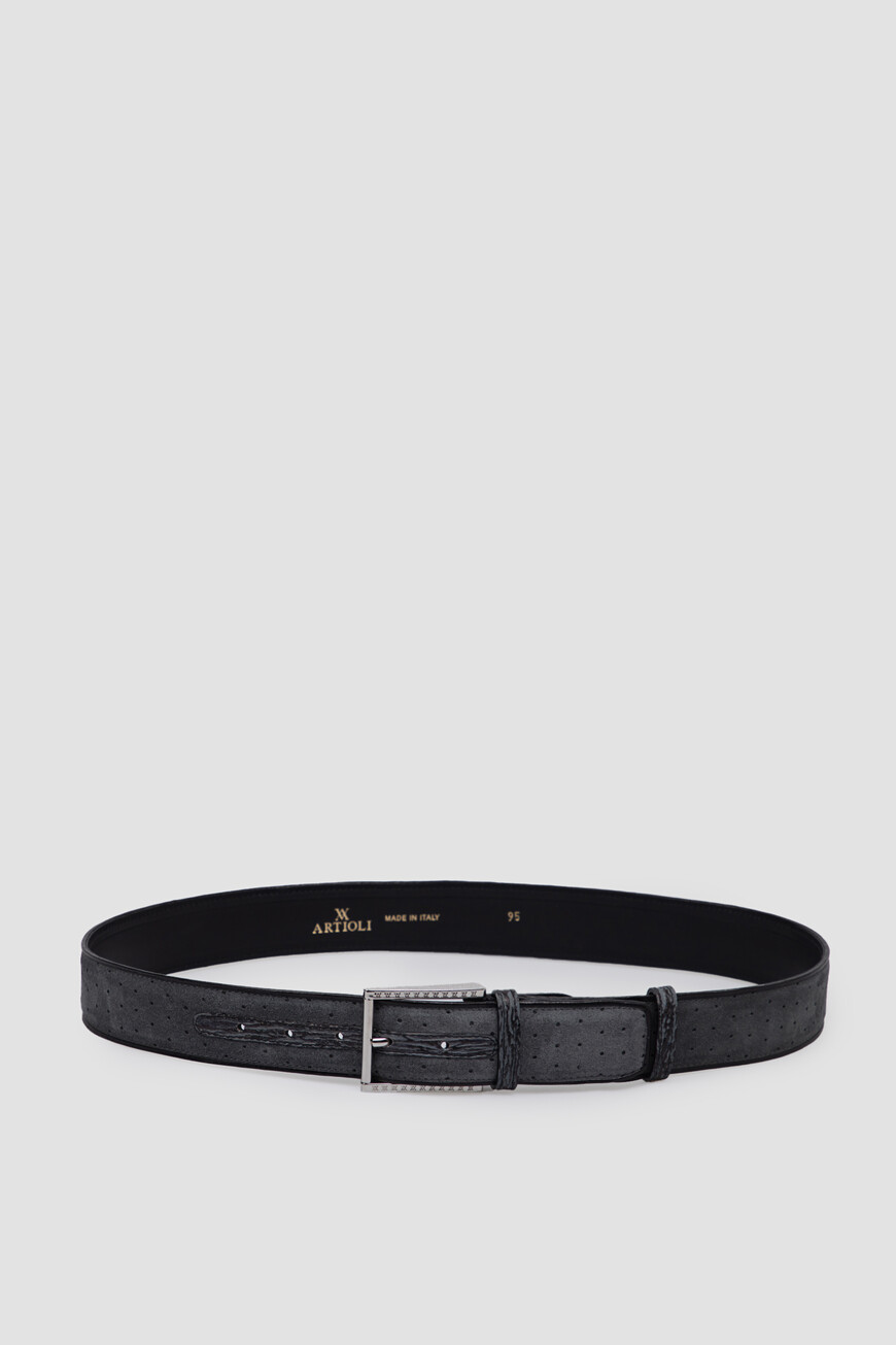 ремень  BELTS-492/40 PALLADIO-BLACK ALCE CALF/GRAY фотография