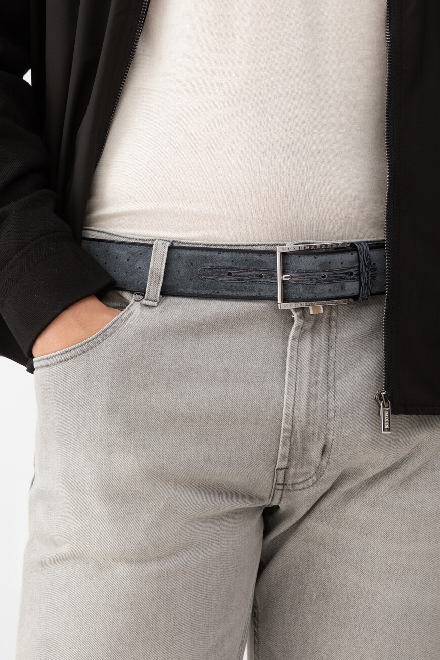 ремень  BELTS-492/40 PALLADIO-BLACK ALCE CALF/GRAY по акции