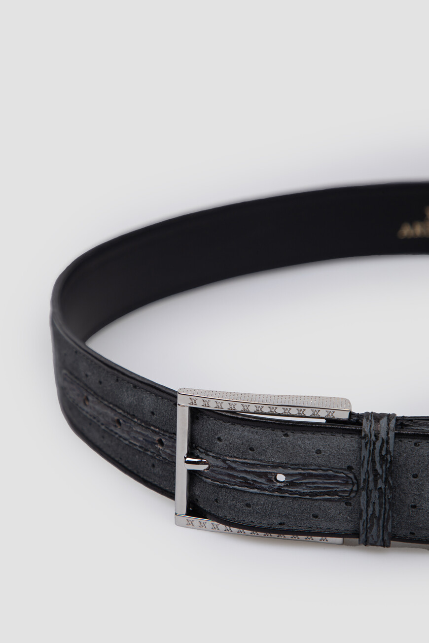 ремень  BELTS-492/40 PALLADIO-BLACK ALCE CALF/GRAY купить с доставкой