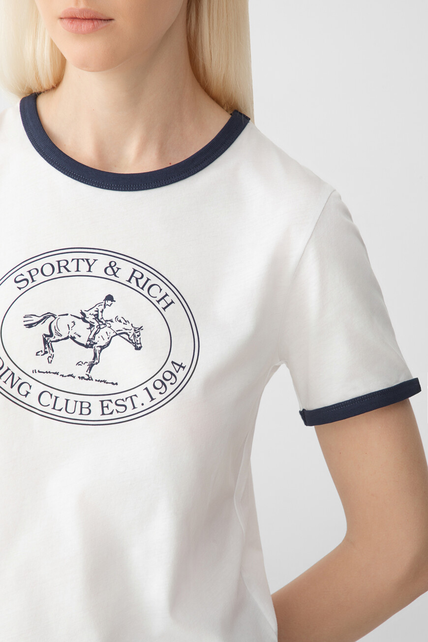 футболка sporty rich модель ringer TO073612244WH01 купить с доставкой