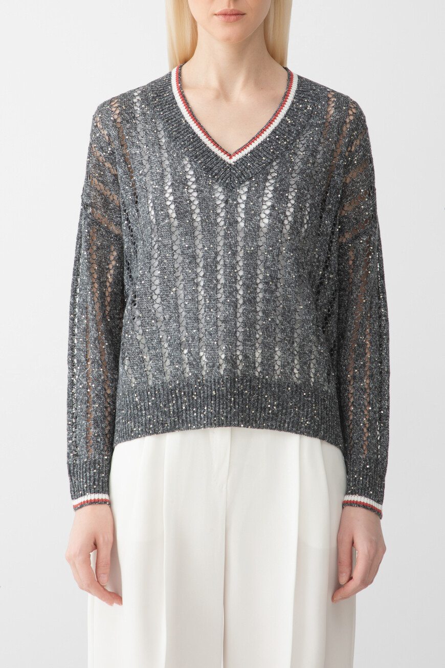 

Джемпер Brunello Cucinelli Модель Dazzling Ribbed Net, Синий