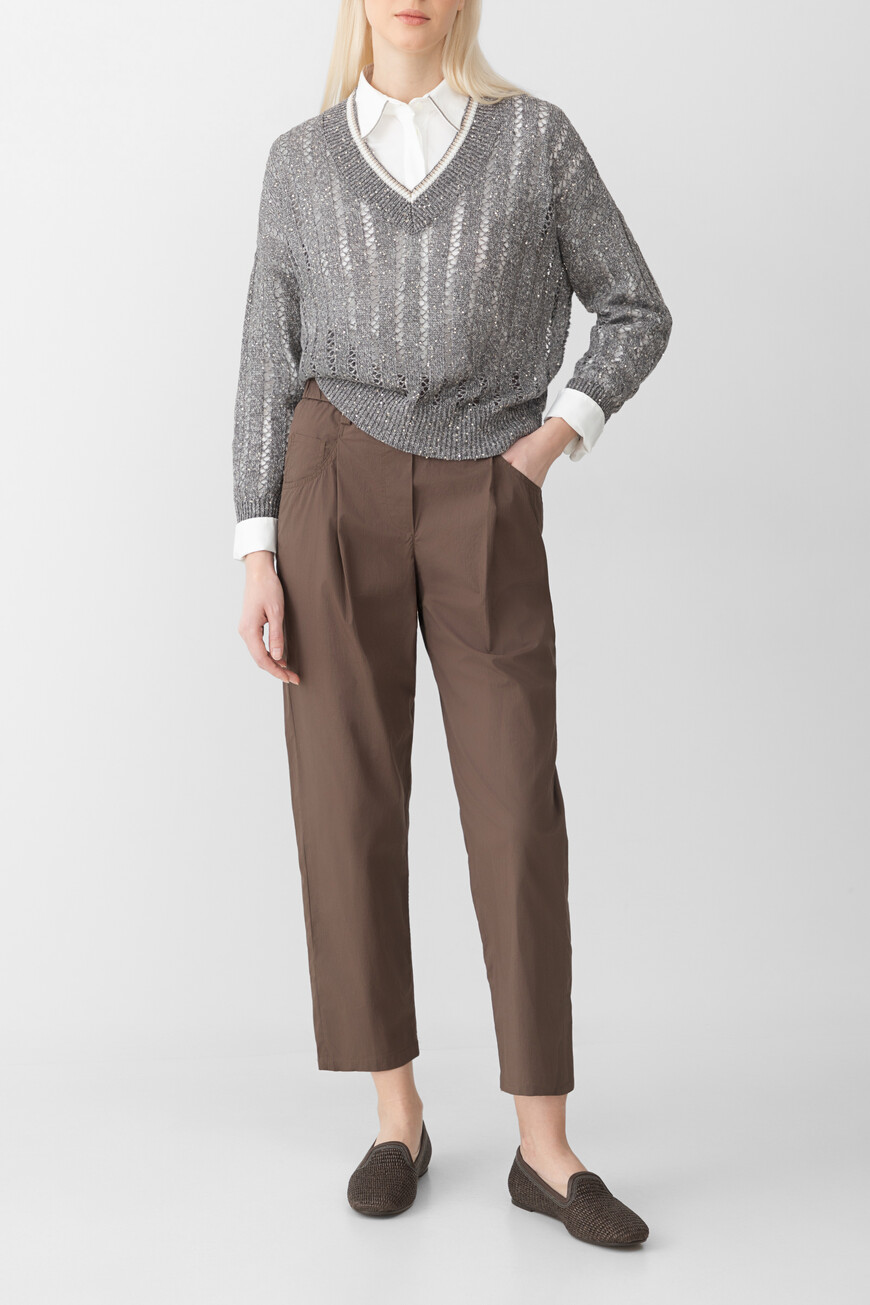 

Джемпер Brunello Cucinelli Модель Dazzling Ribbed Net, Серый