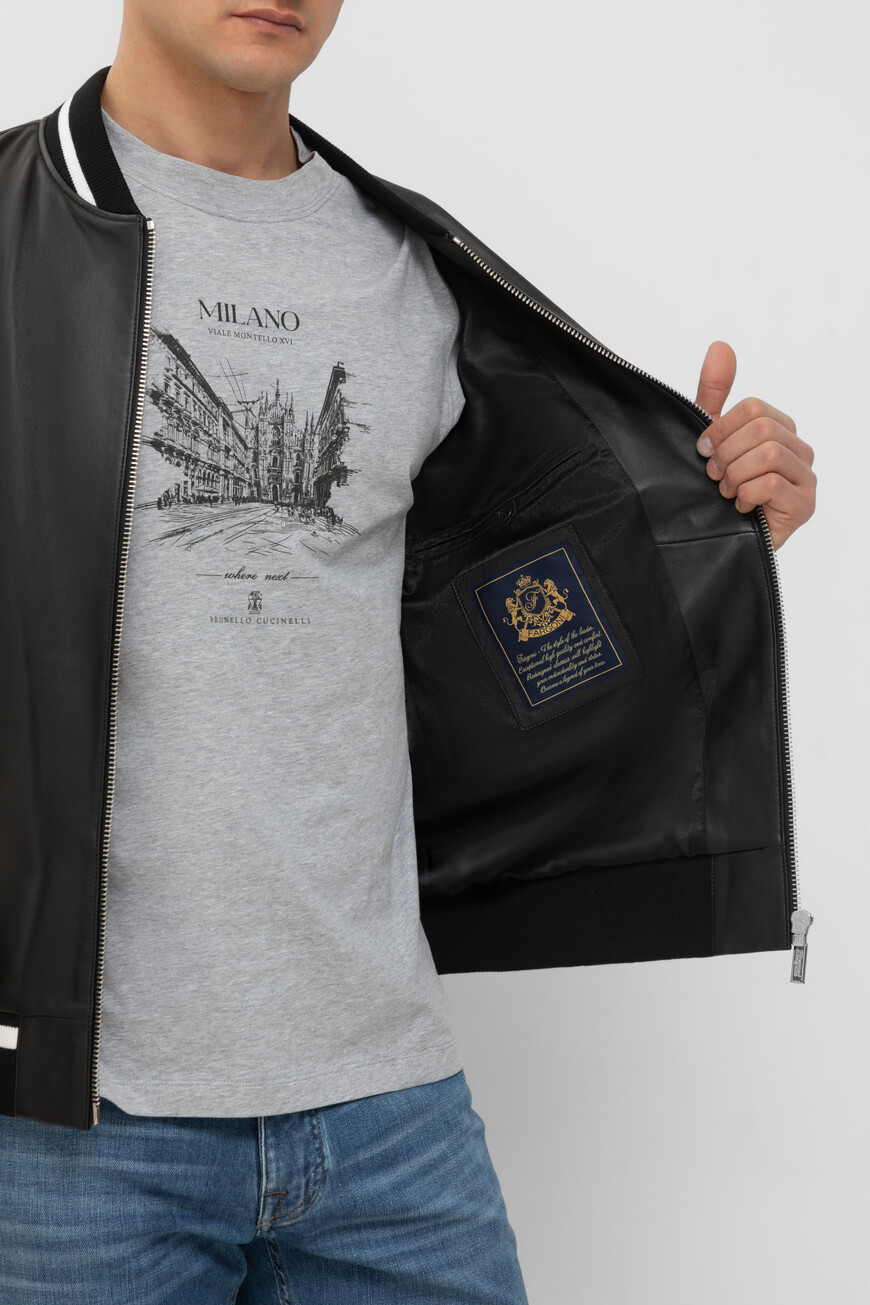 бомбер  из льна спереди