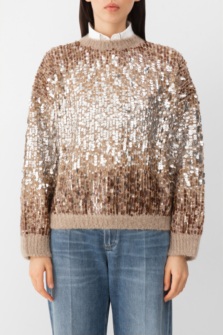 

Джемпер Brunello Cucinelli Модель Dazzling Dégradé Embroidery, Коричневый