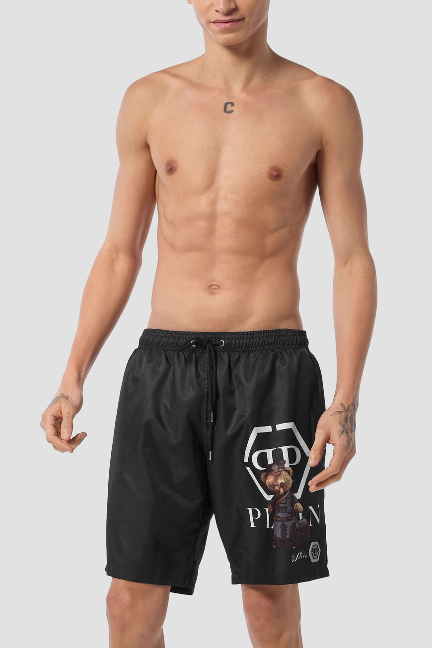 

Плавки-Шорты Philipp Plein Модель Teddy Doorman, Черный