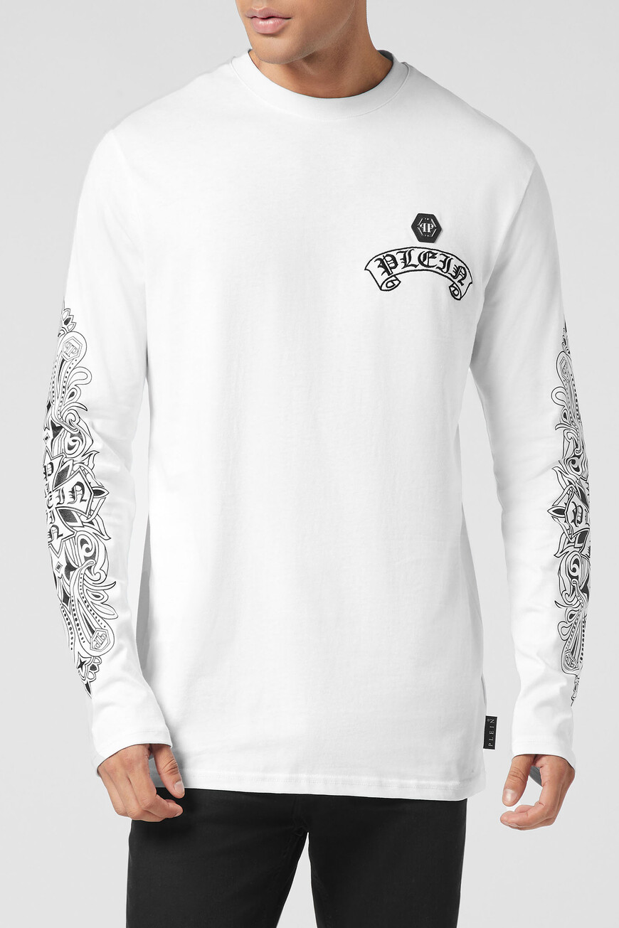 

Лонгслив Philipp Plein Модель Chrome Crest, Черно-белый