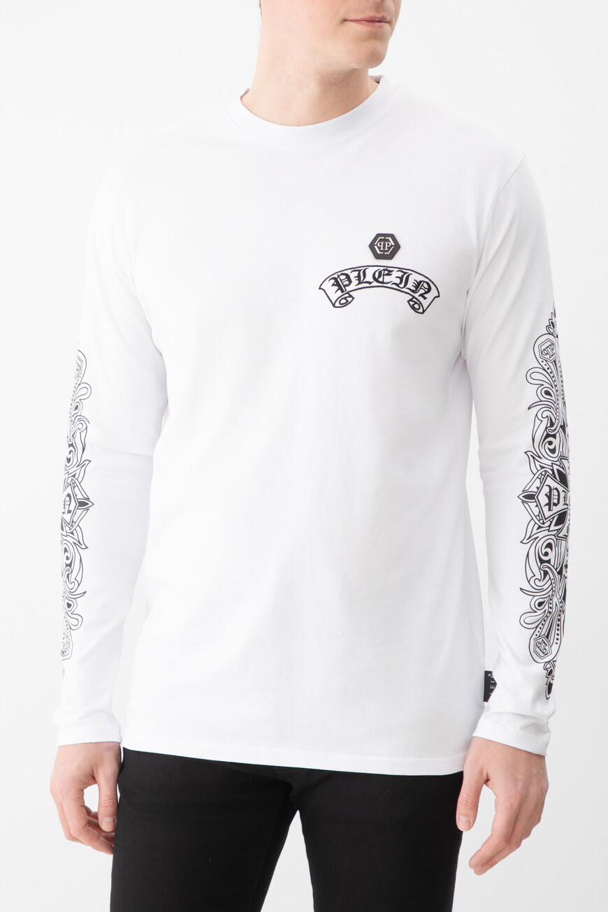 

Лонгслив Philipp Plein Модель Chrome Crest, Черно-белый