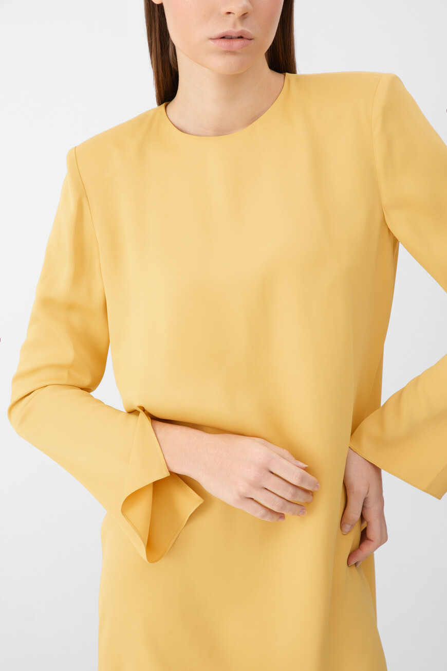 платье  модель shoulder SHOULDER SLEEVE MINI DRESS yellow купить с доставкой