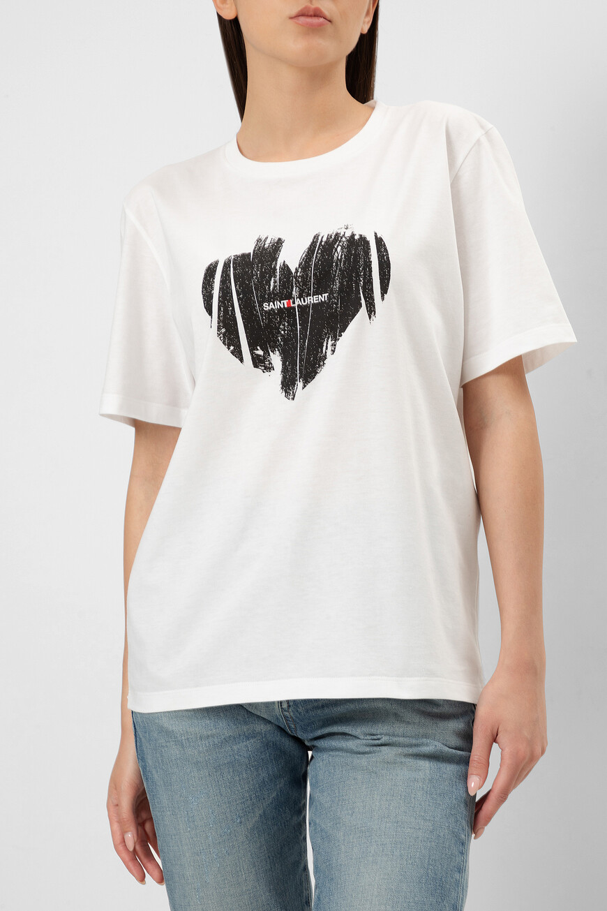 

Футболка Saint Laurent Модель `Saint Laurent Heart`, Белый