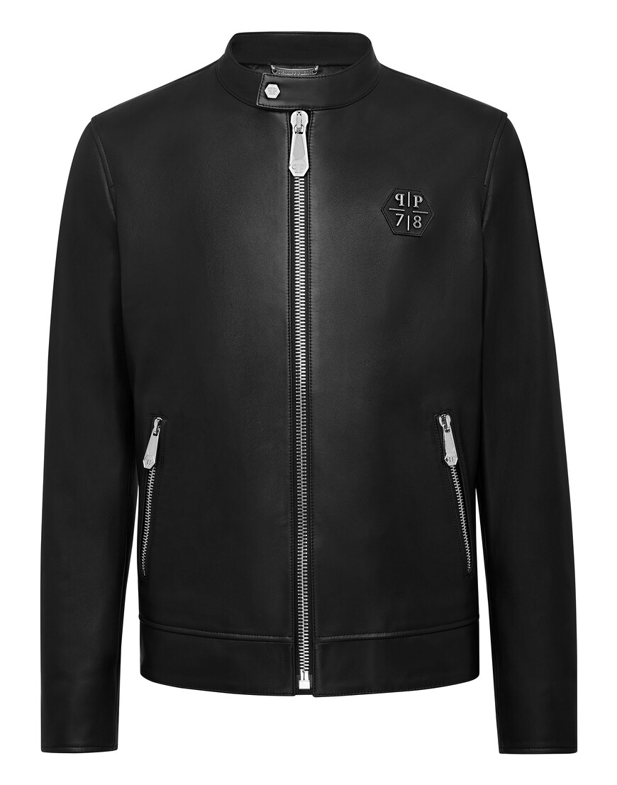 кожаная куртка  от бренда philipp plein вид слева