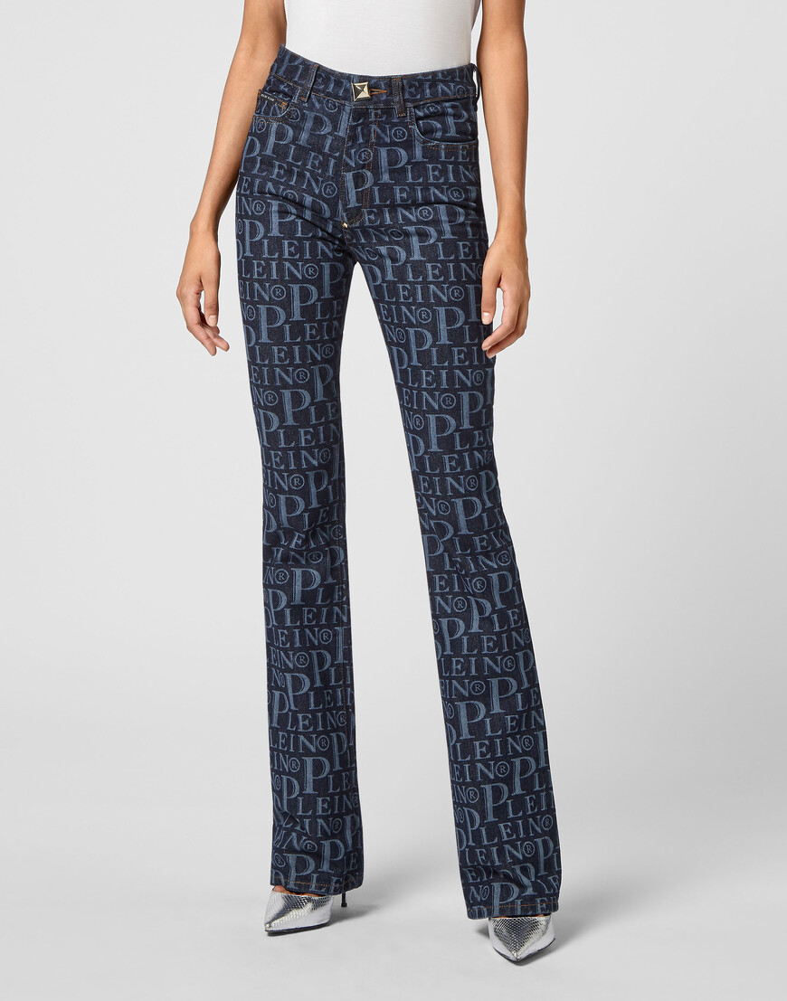 

Джинсы С Высокой Посадкой Philipp Plein, Синий