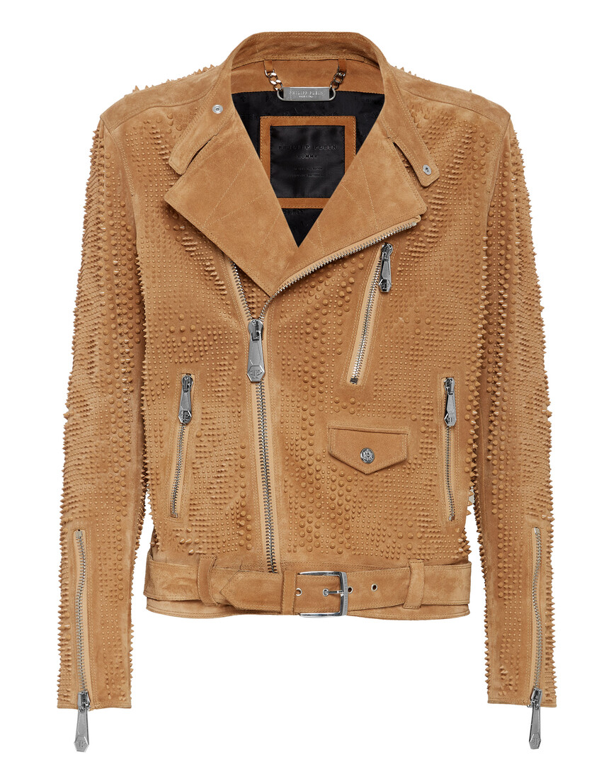 кожаная куртка  от бренда philipp plein вид слева