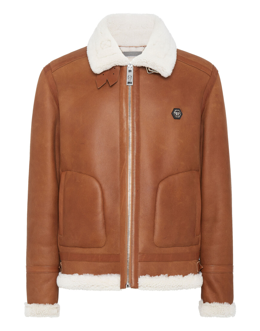 кожаная куртка  от бренда philipp plein вид слева