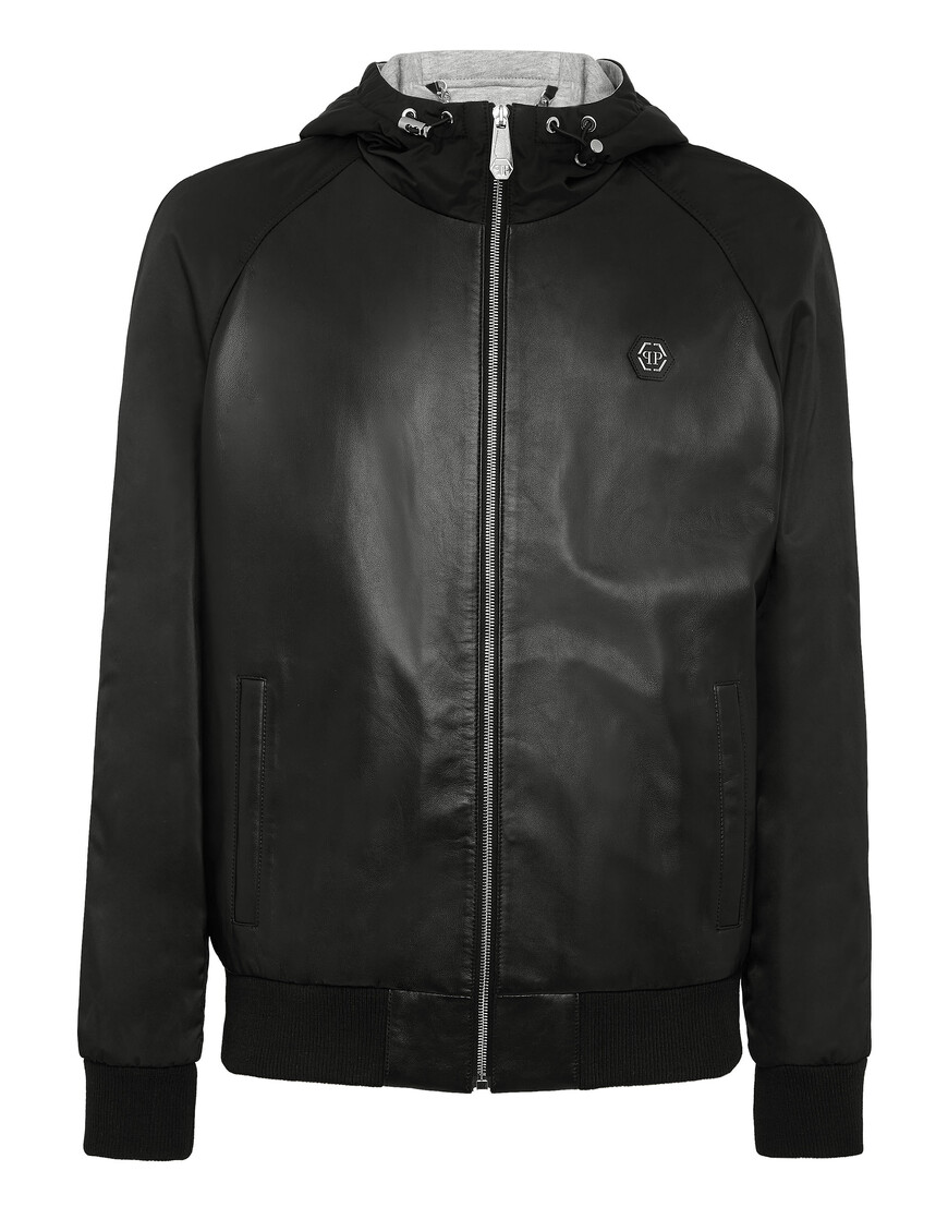 кожаная куртка  от бренда philipp plein вид слева