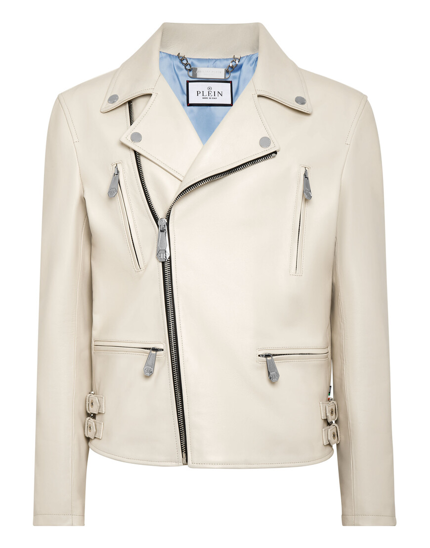 кожаная куртка  от бренда philipp plein вид слева