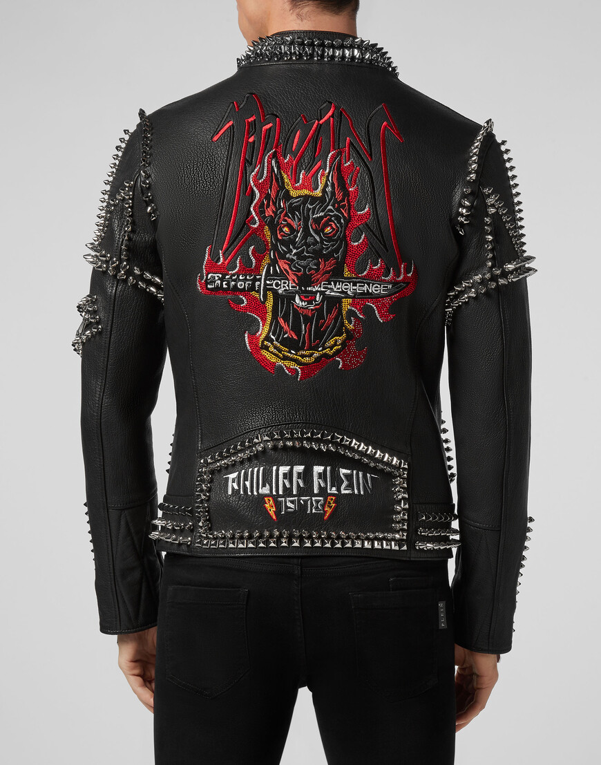 кожаная куртка  из америки вид сбоку