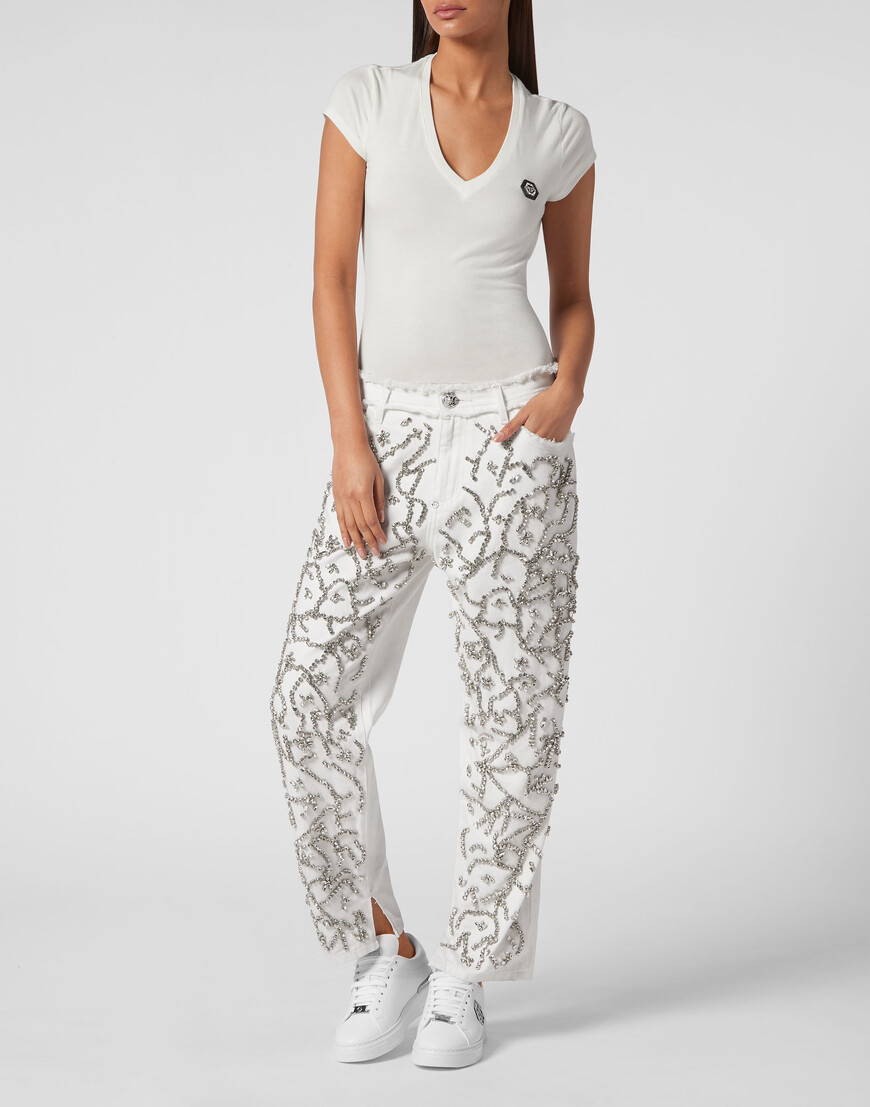 

Джинсы С Высокой Посадкой Philipp Plein, Белый