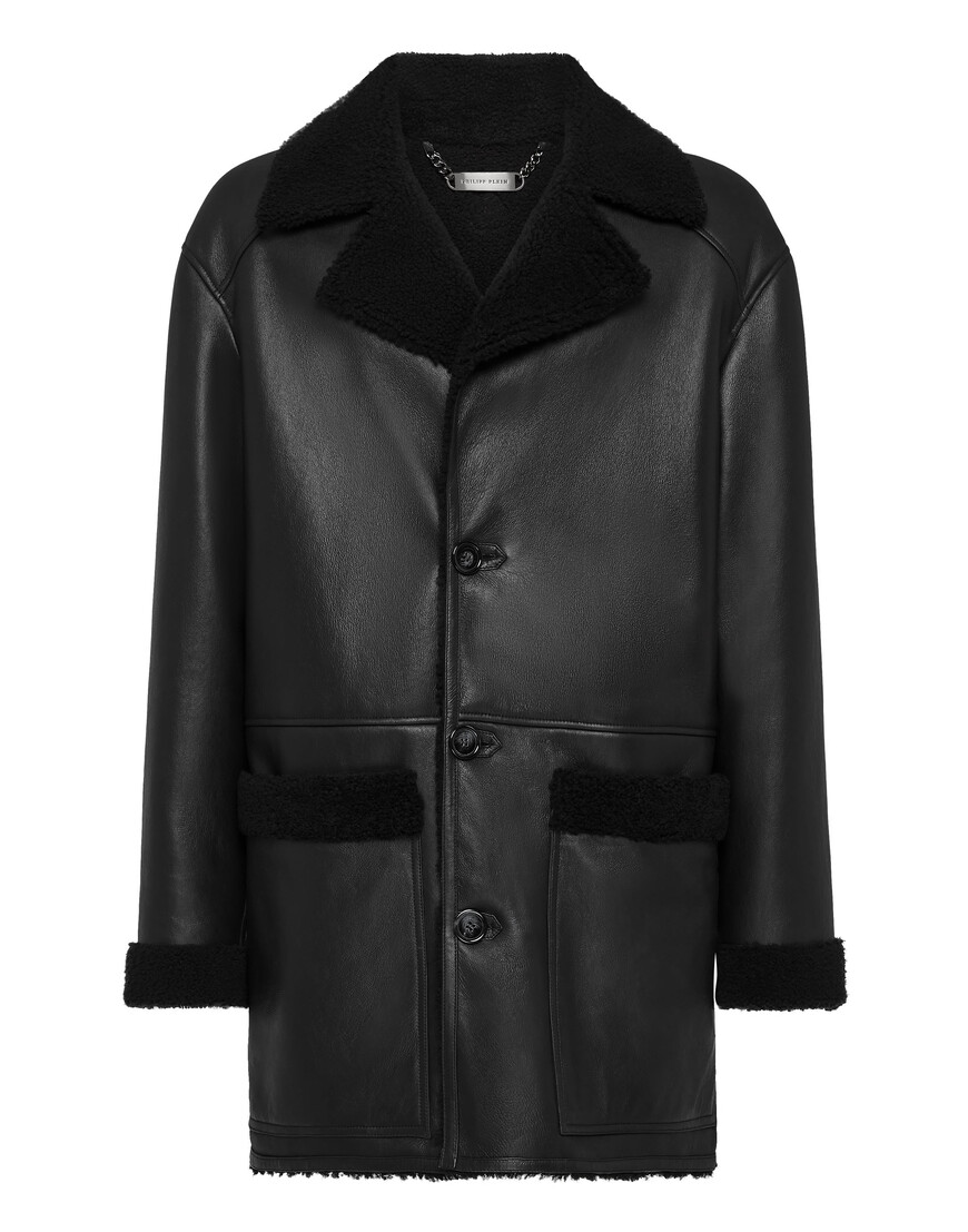 кожаная куртка  от бренда philipp plein вид слева