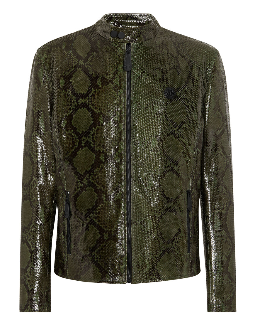 кожаная куртка  от бренда philipp plein вид слева