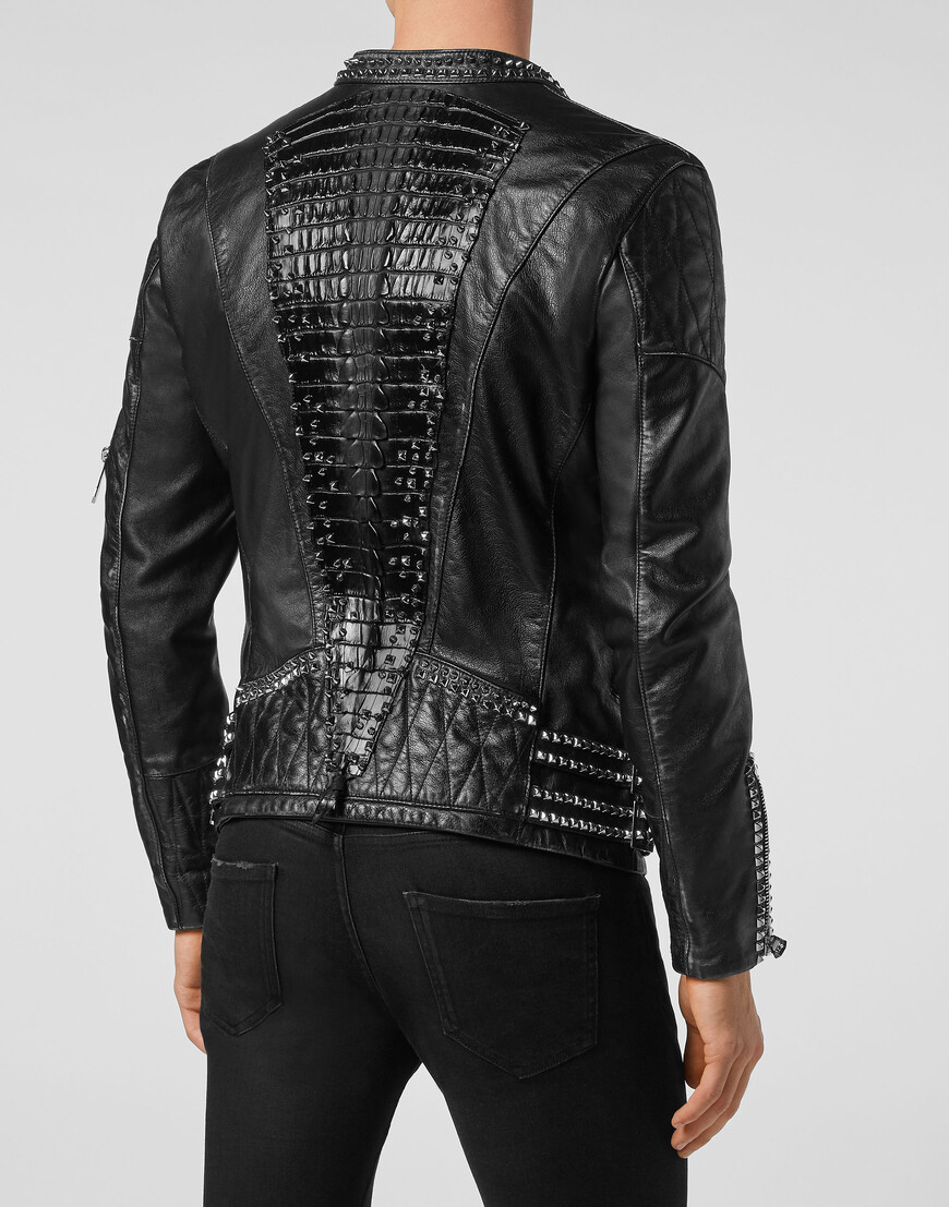 кожаная куртка  из америки вид сбоку