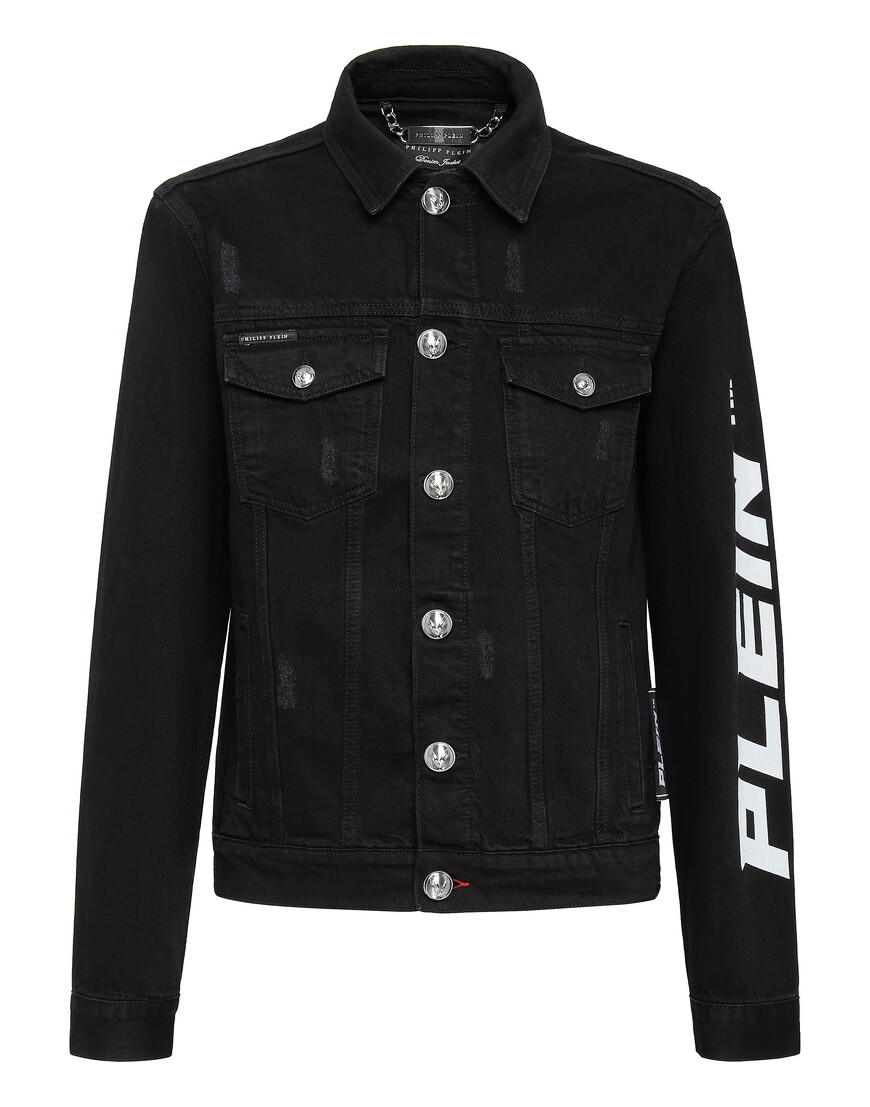 джинсовая куртка  от бренда philipp plein вид слева