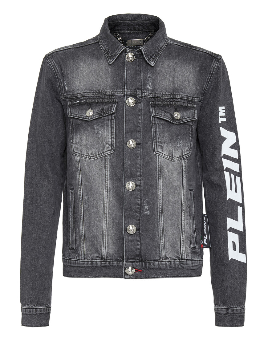 джинсовая куртка  от бренда philipp plein вид слева