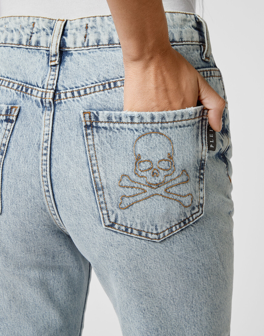 

Джинсы С Высокой Посадкой Philipp Plein, Голубой