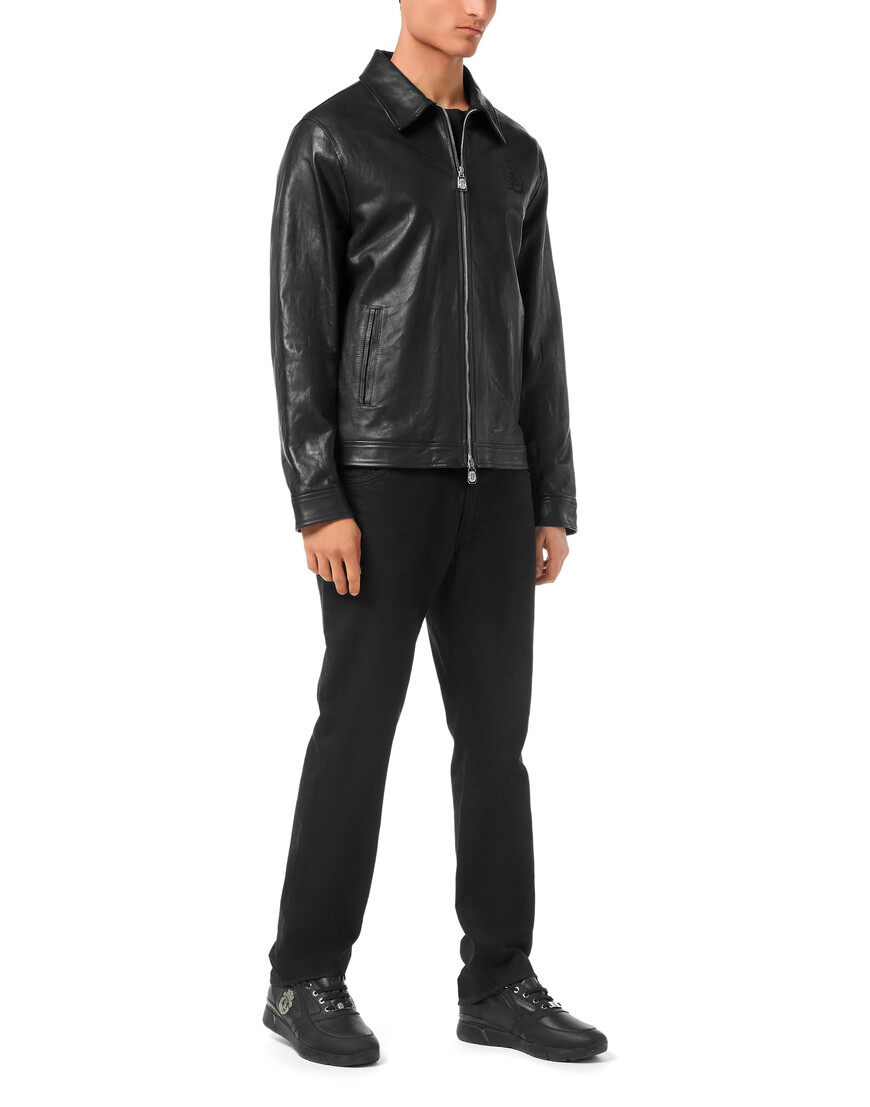 кожаная куртка  из италии вид сбоку