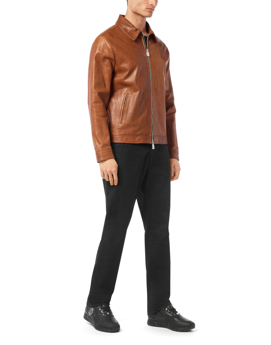 кожаная куртка  из италии вид сбоку