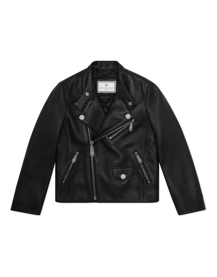 кожаная куртка  от бренда philipp plein вид слева