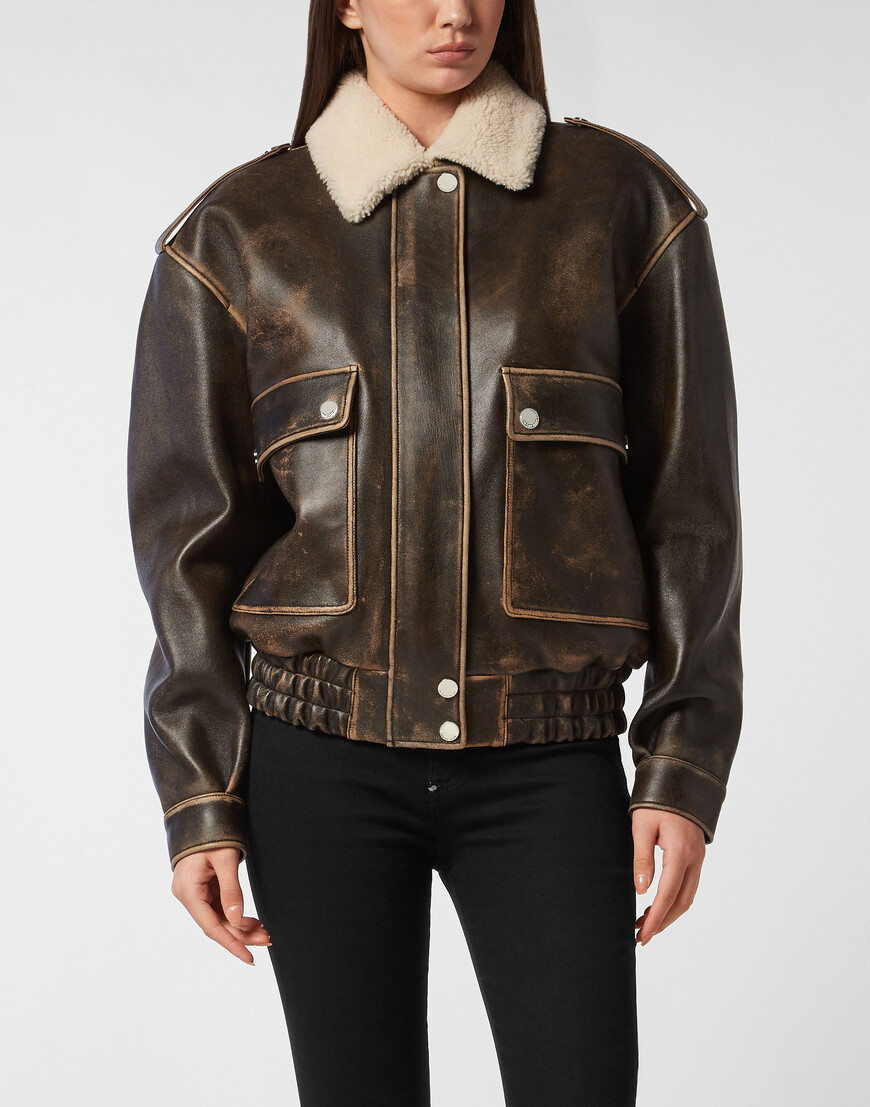 

Кожаная Куртка Philipp Plein, Коричневый